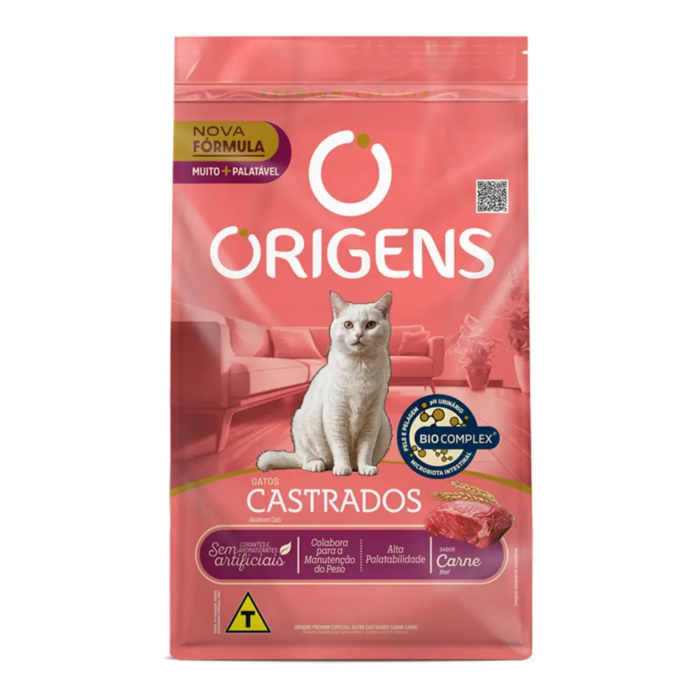 Ração Origens Gatos Castrados Carne — foto 6