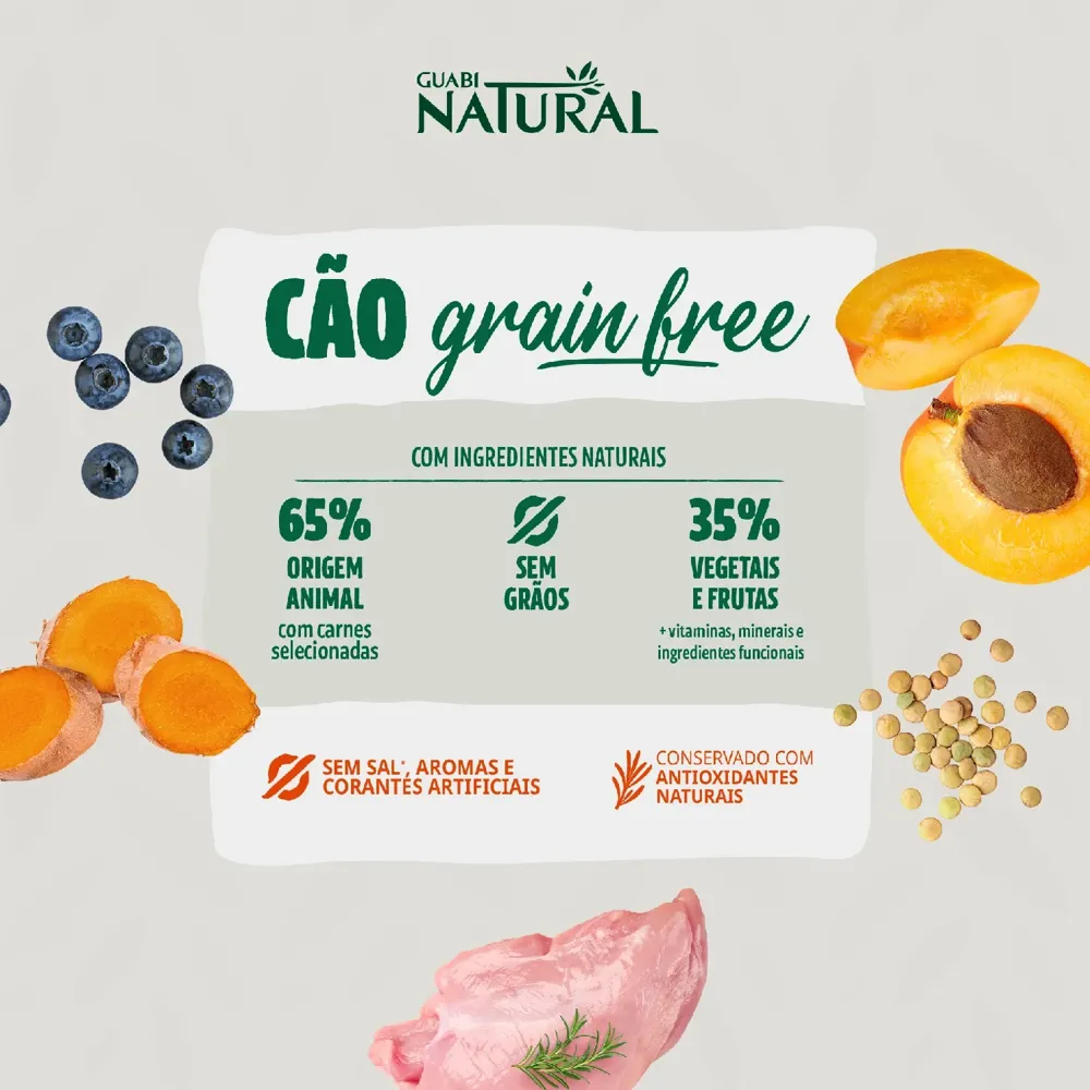 Ração Guabi Natural Grain Free Cães Adultos Raças Médias Frango e Lentilha — foto 3