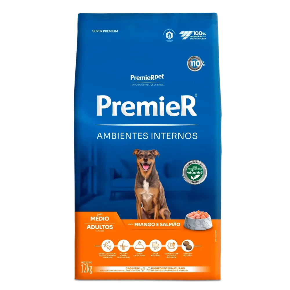 Ração Premier Ambientes Internos Cães Adultos Porte Médio Frango e Salmão — foto 4