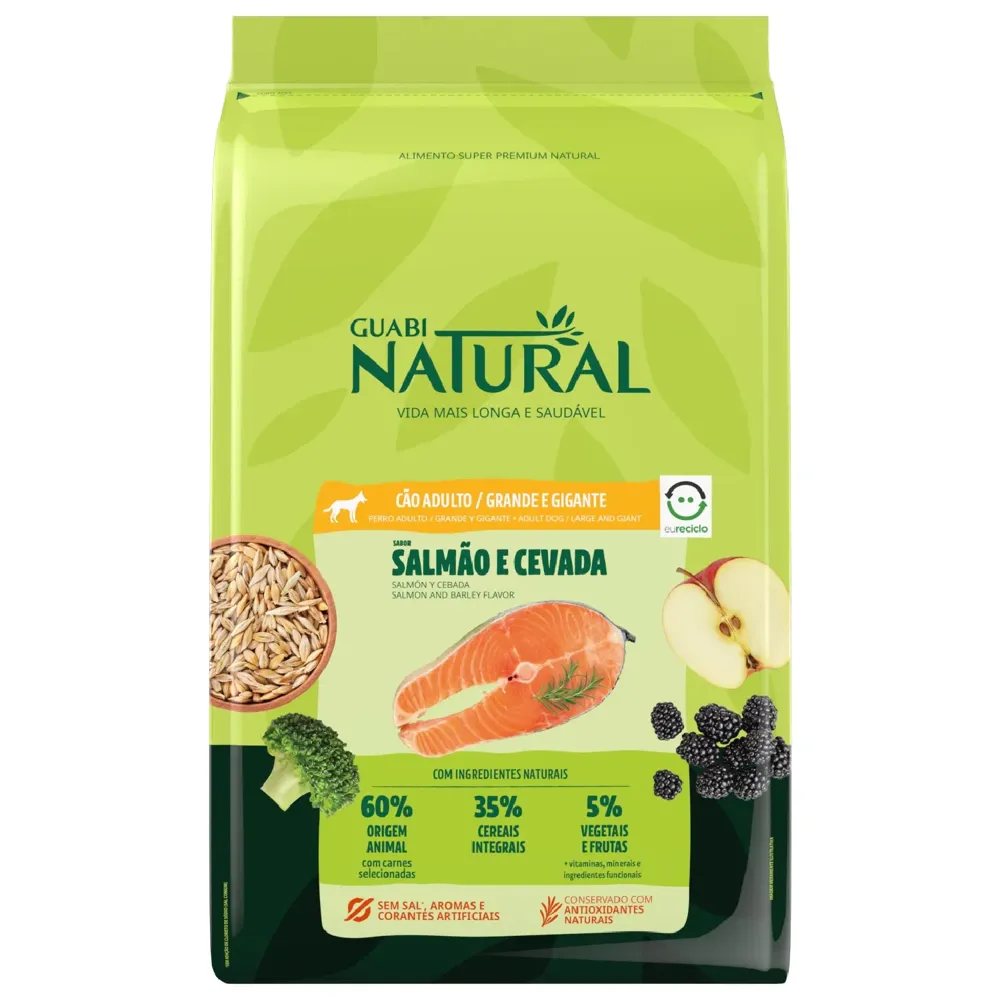 Ração Guabi Natural Cães Adultos Grandes Salmão e Cevada