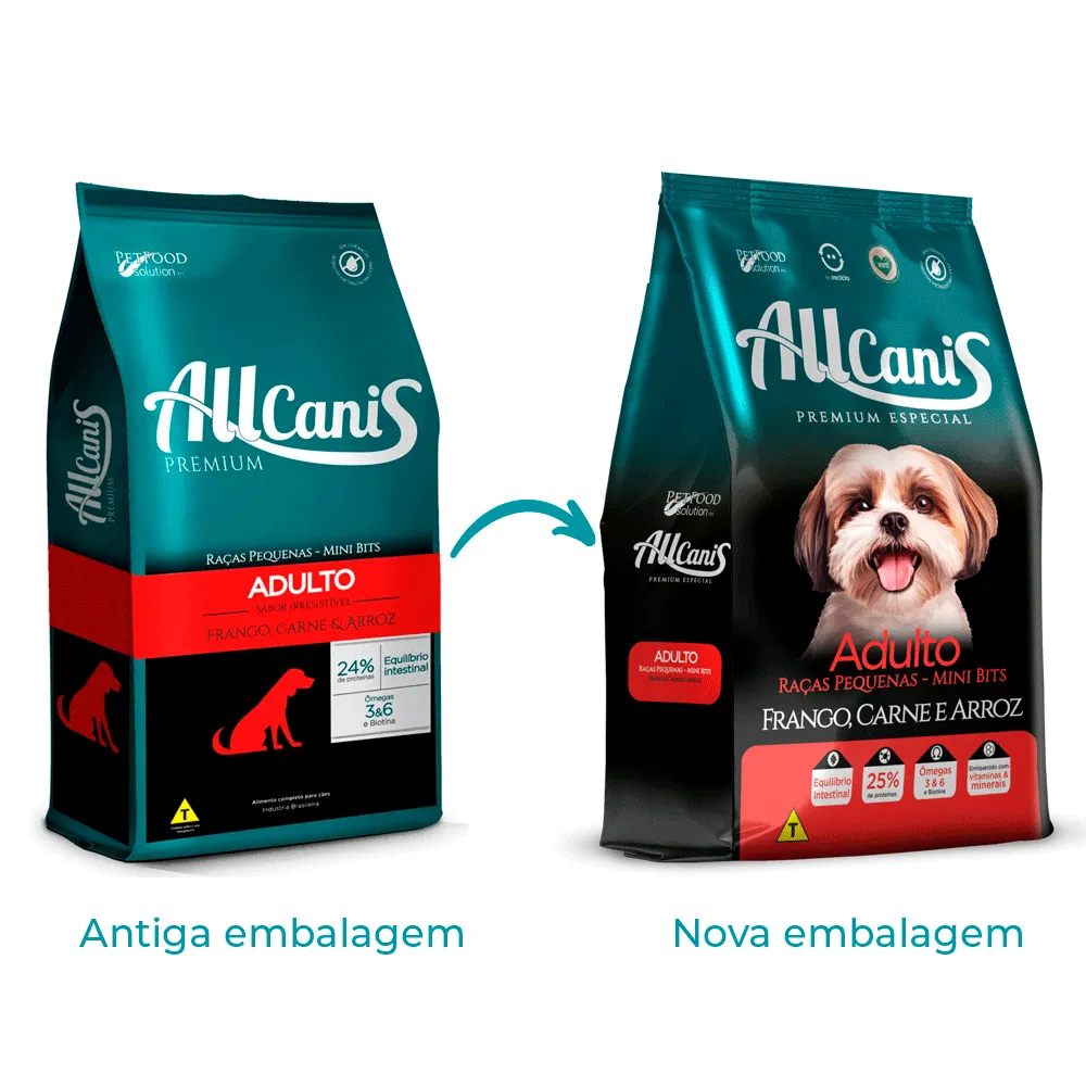 Ração Allcanis Cães Adultos Raças Pequenas Frango Carne e Arroz — foto 2