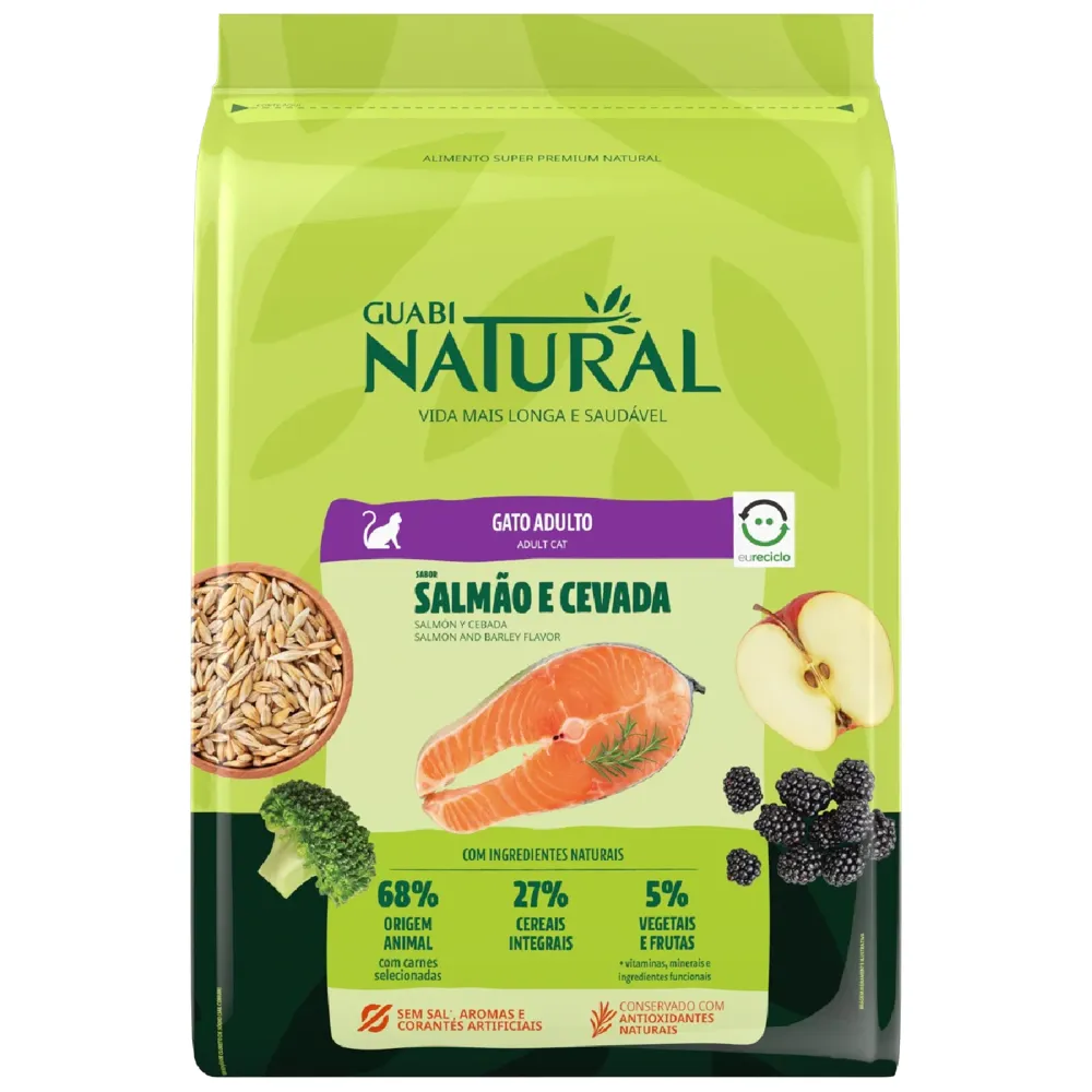 Ração Guabi Natural Gatos Adultos Salmão e Cevada