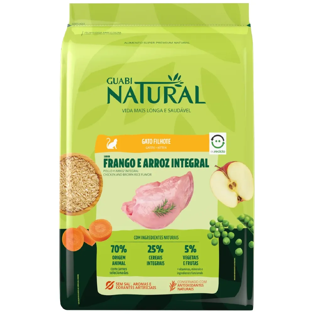 Ração Guabi Natural Gatos Filhotes Frango e Arroz Integral