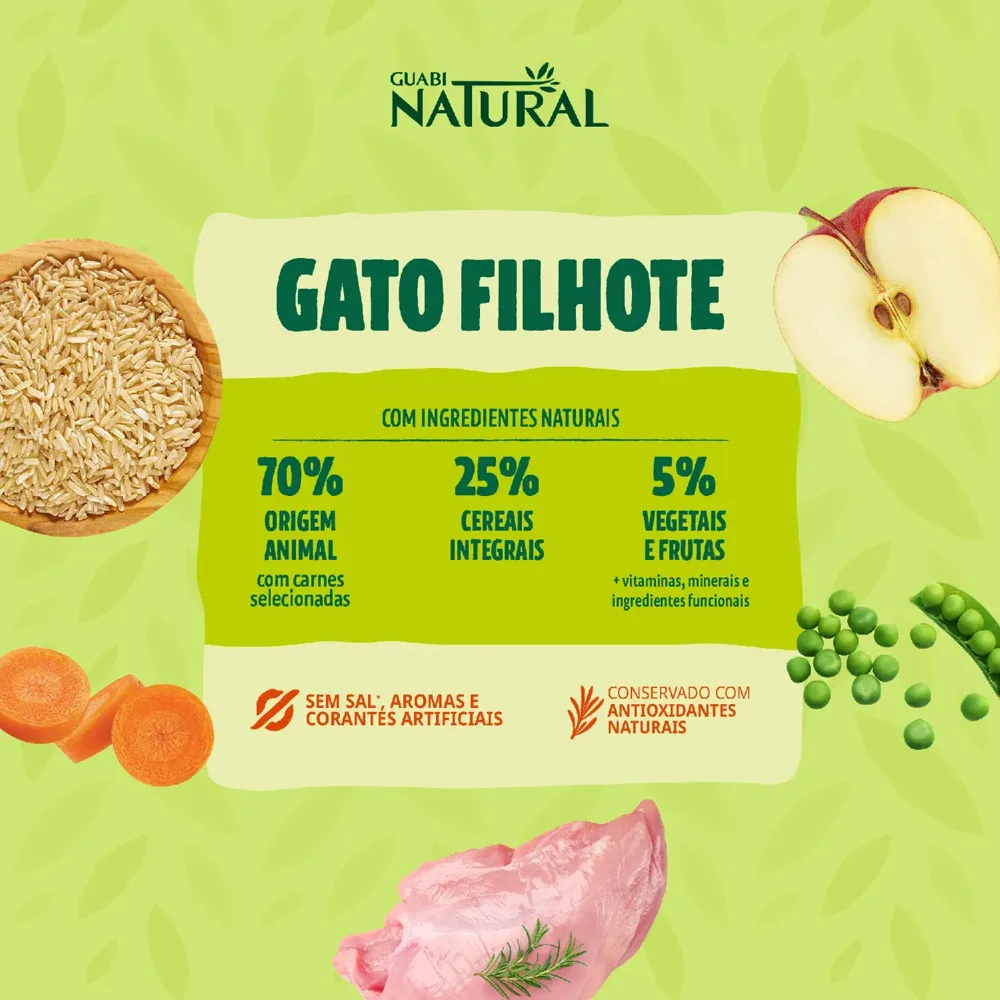 Ração Guabi Natural Gatos Filhotes Frango e Arroz Integral — foto 4