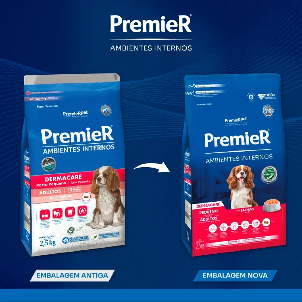 Ração Premier Ambientes Internos Dermacare Cães Adultos Raças Pequenas Salmão — foto 3