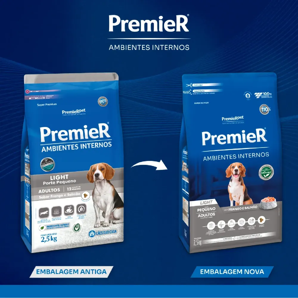Ração Premier Ambientes Internos Light Cães Adultos Frango e Salmão — foto 6