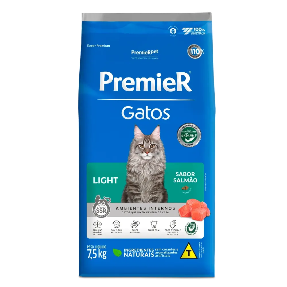 Ração Premier Ambientes Internos Light Gatos Adultos Salmão — foto 3