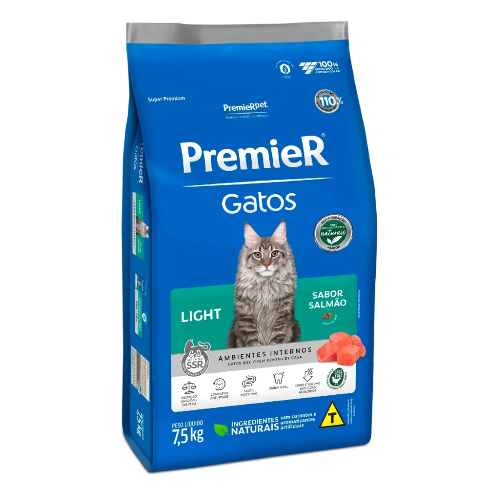 Ração Premier Ambientes Internos Light Gatos Adultos Salmão — foto 4