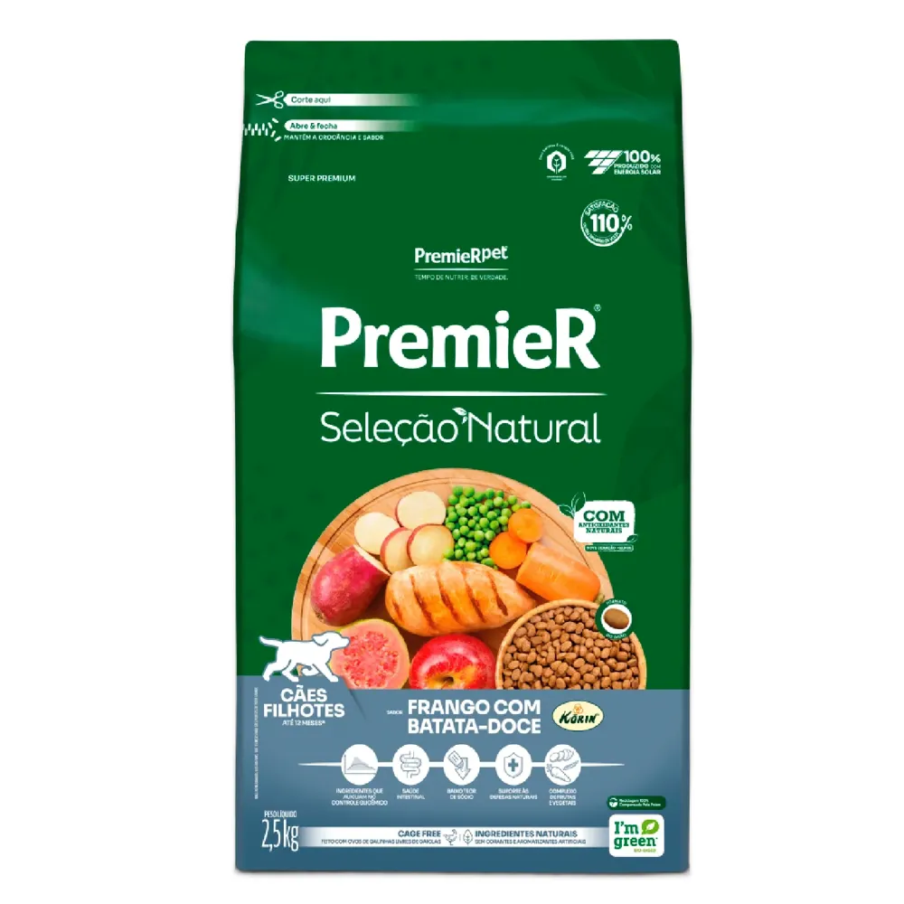 Ração Premier Seleção Natural Cães Filhotes Frango com Batata Doce