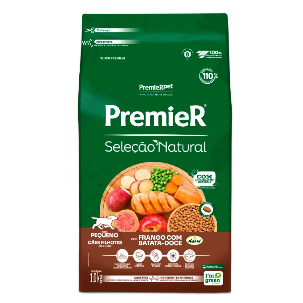 Ração Premier Seleção Natural Cães Filhotes Raças Pequenas Frango com Batata Doce