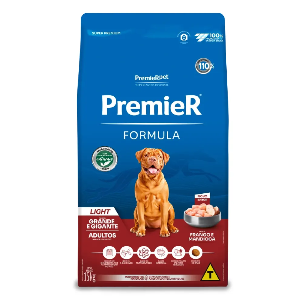 Ração Premier Formula Light Cães Adultos Raças Grandes e Gigantes Frango e Mandioca