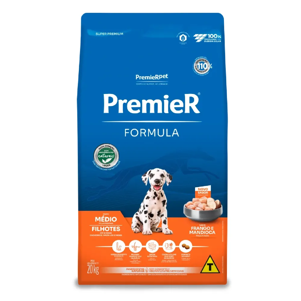 Ração Premier Formula Cães Filhotes Raças Médias Frango e Mandioca