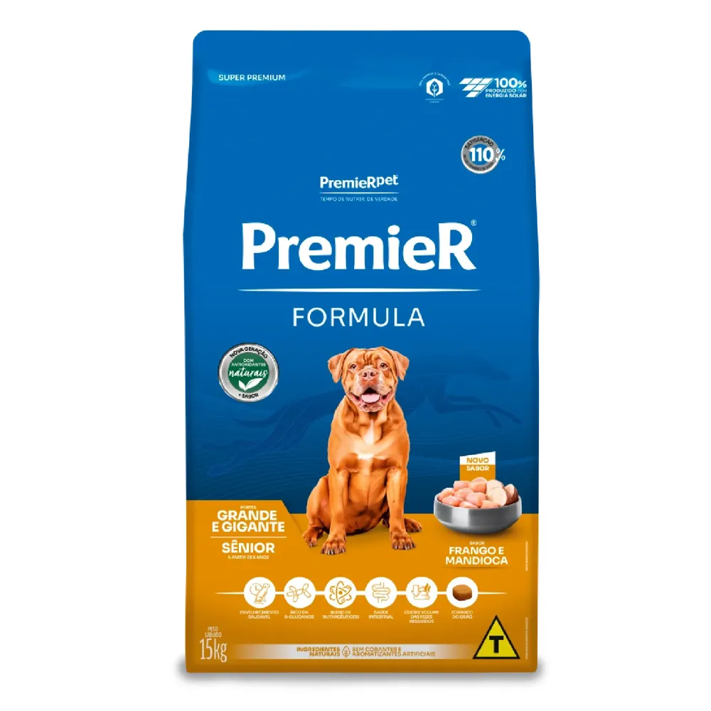 Ração Premier Formula Cães Sênior Raças Grande e Gigante Frango e Mandioca