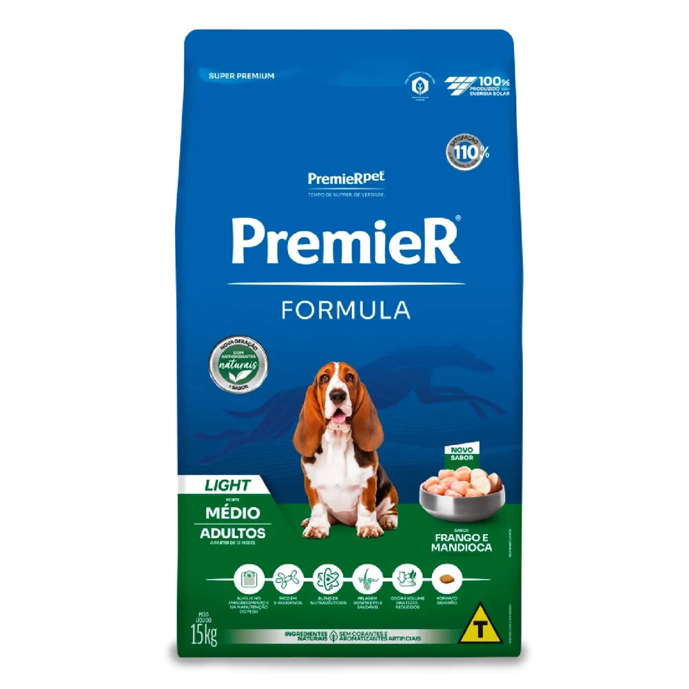 Ração Premier Formula Light Cães Adultos Raças Médias Frango