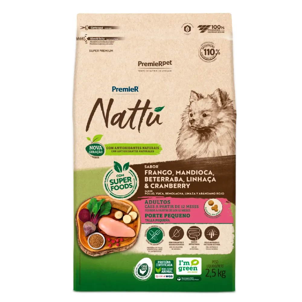 Ração Premier Nattu Cães Adultos Pequeno Porte Mandioca — foto 3