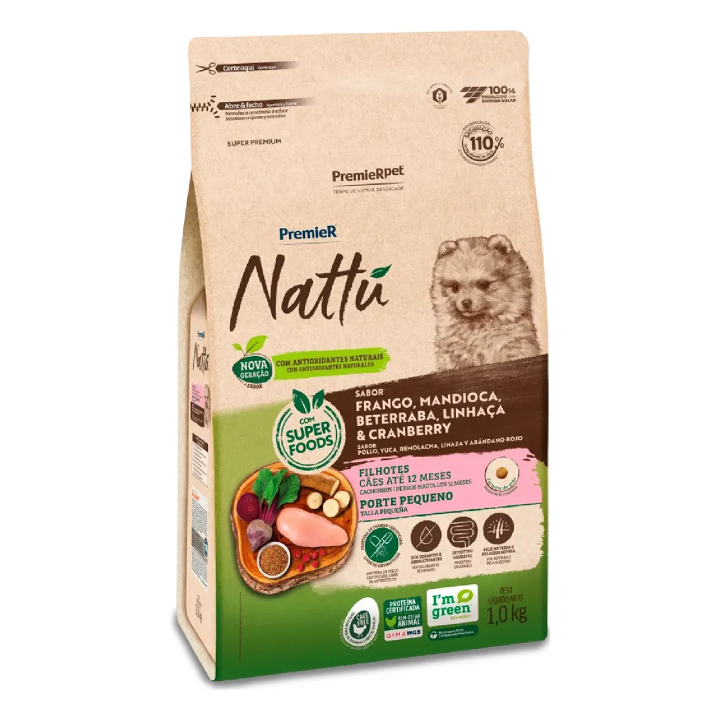 Ração Premier Nattu Cães Filhotes Pequeno Porte Mandioca — foto 2