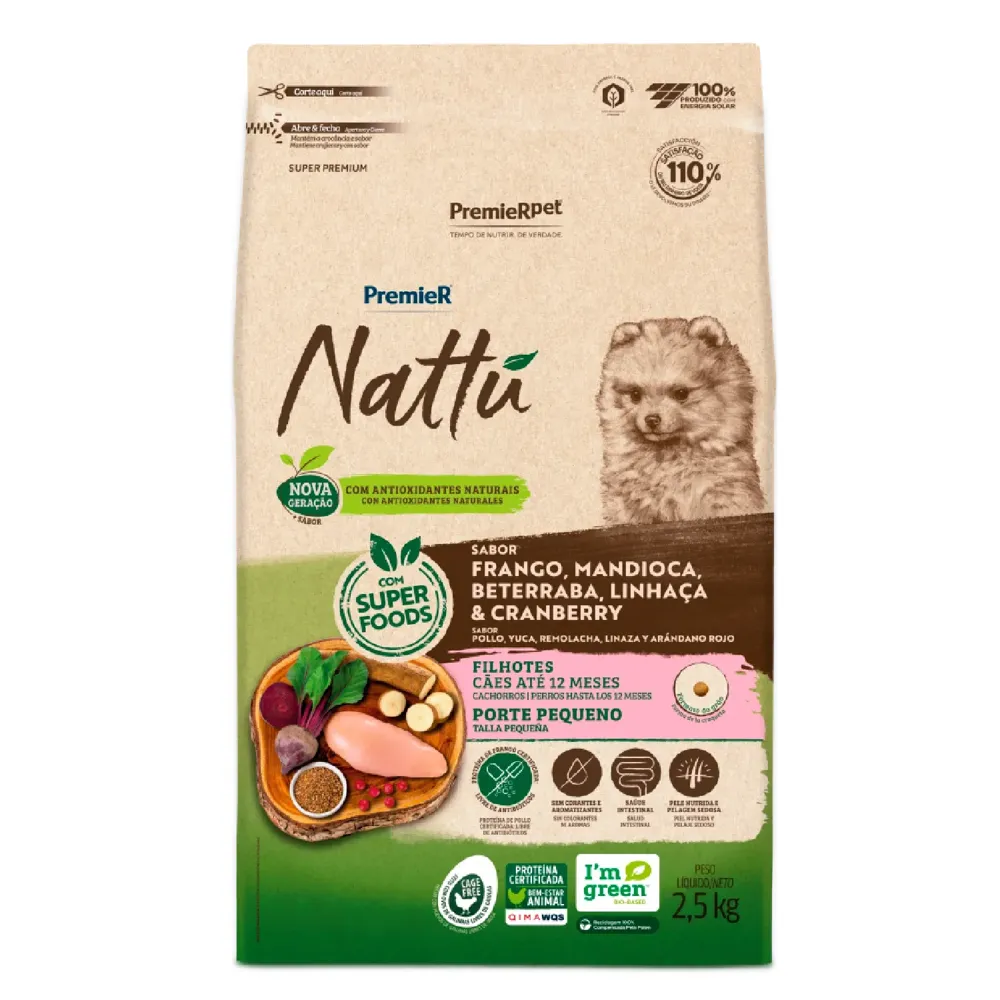 Ração Premier Nattu Cães Filhotes Pequeno Porte Mandioca — foto 3
