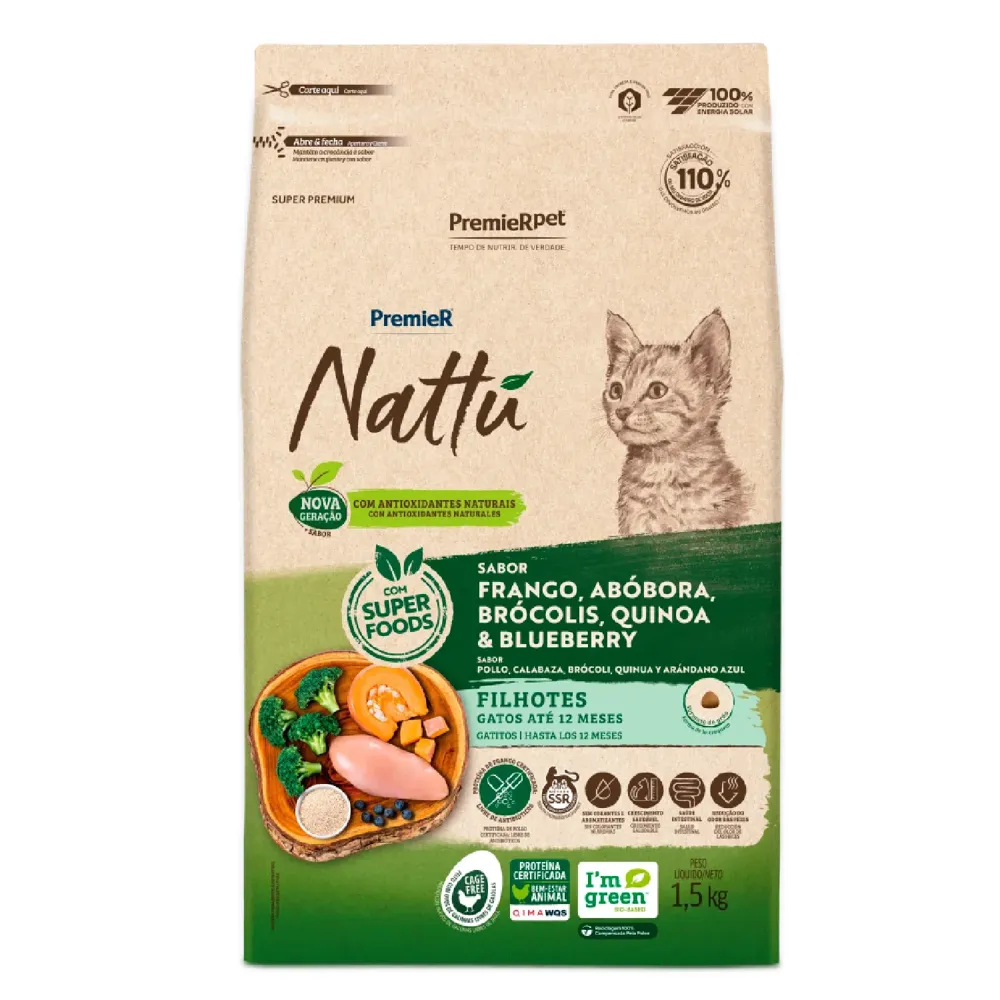 Ração Premier Nattu Gatos Filhotes Abóbora