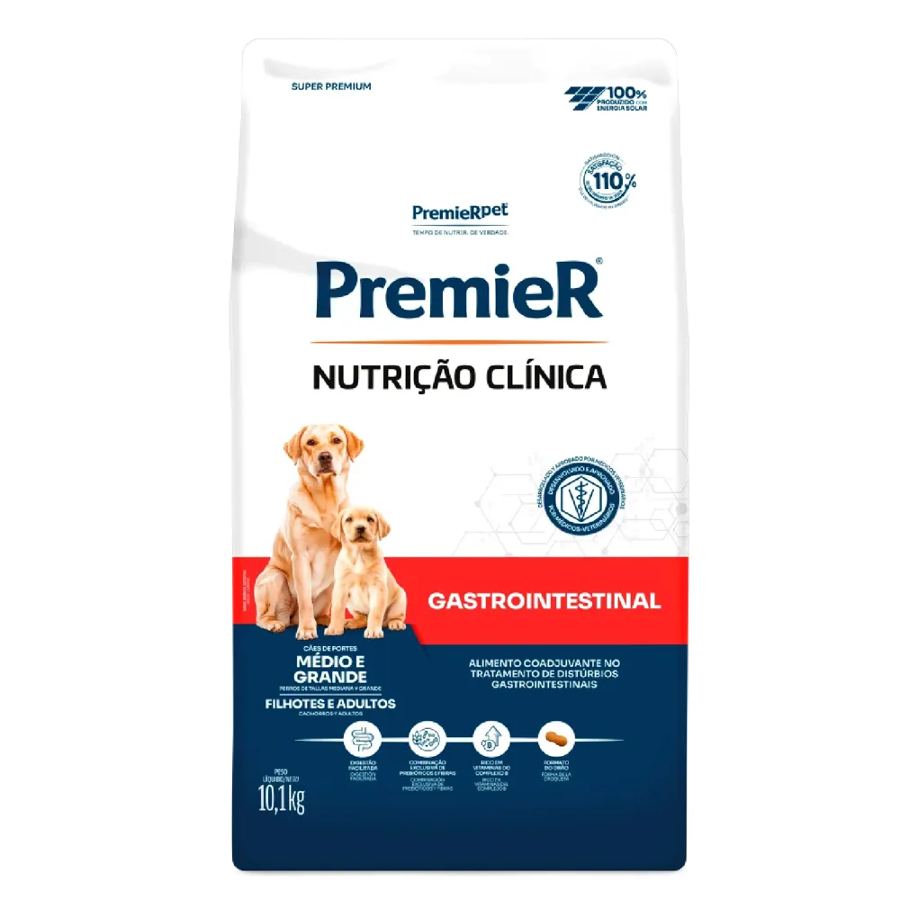 Ração Premier Nutrição Clínica Gastrointestinal Cães Raças Médias e Grandes