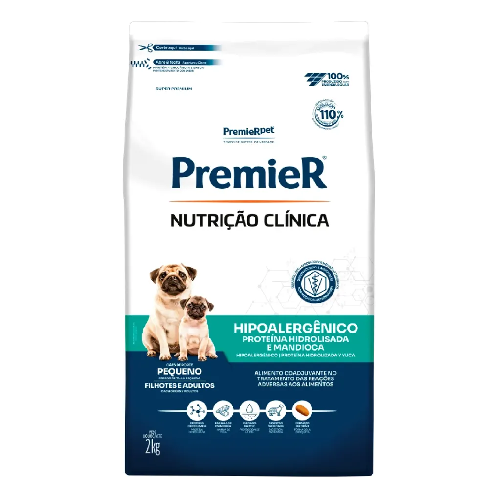 Ração Premier Nutrição Clínica Hipoalergênico Cães Raças Pequenas Proteína Hidrolisada