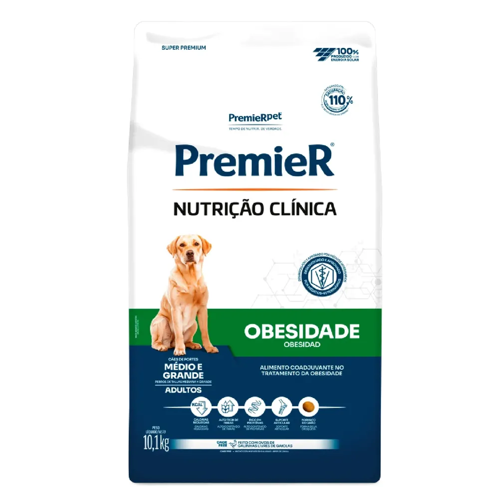 Ração Premier Nutrição Clínica Obesidade Cães Adultos Médio e Grande Porte