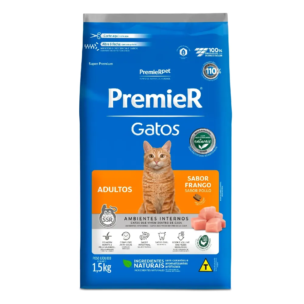 Ração Premier Ambientes Internos Gatos Adultos Frango — foto 3