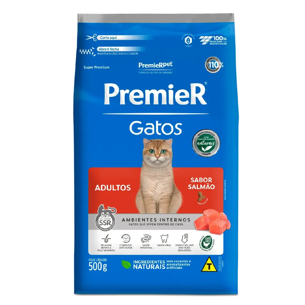 Ração Premier Ambientes Internos Gatos Adultos Salmão