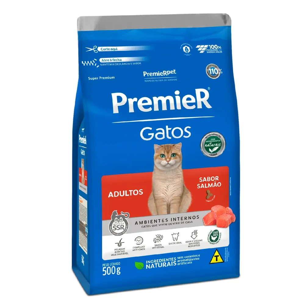Ração Premier Ambientes Internos Gatos Adultos Salmão — foto 2
