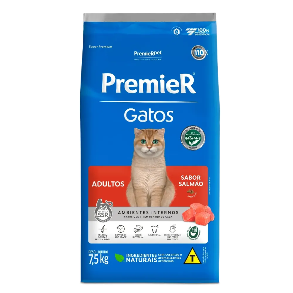 Ração Premier Ambientes Internos Gatos Adultos Salmão — foto 3