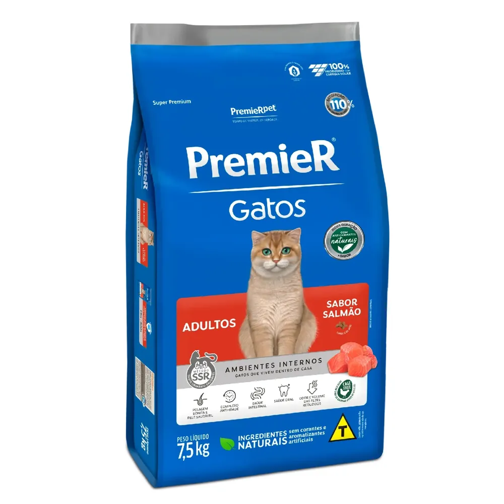 Ração Premier Ambientes Internos Gatos Adultos Salmão — foto 4