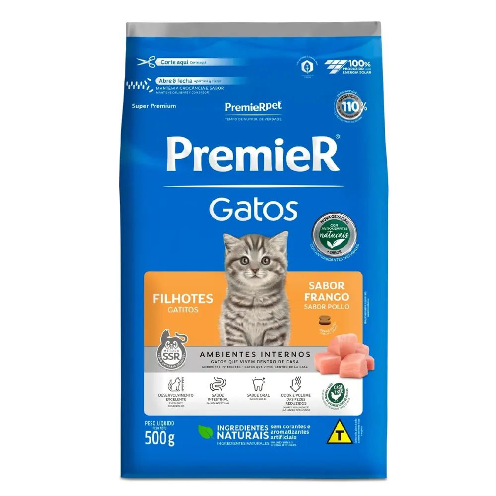 Ração Premier Ambientes Internos Gatos Filhotes Frango