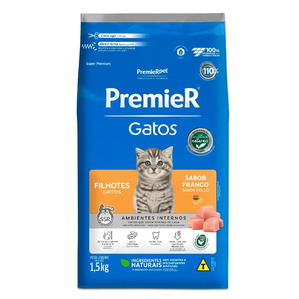 Ração Premier Ambientes Internos Gatos Filhotes Frango — foto 3
