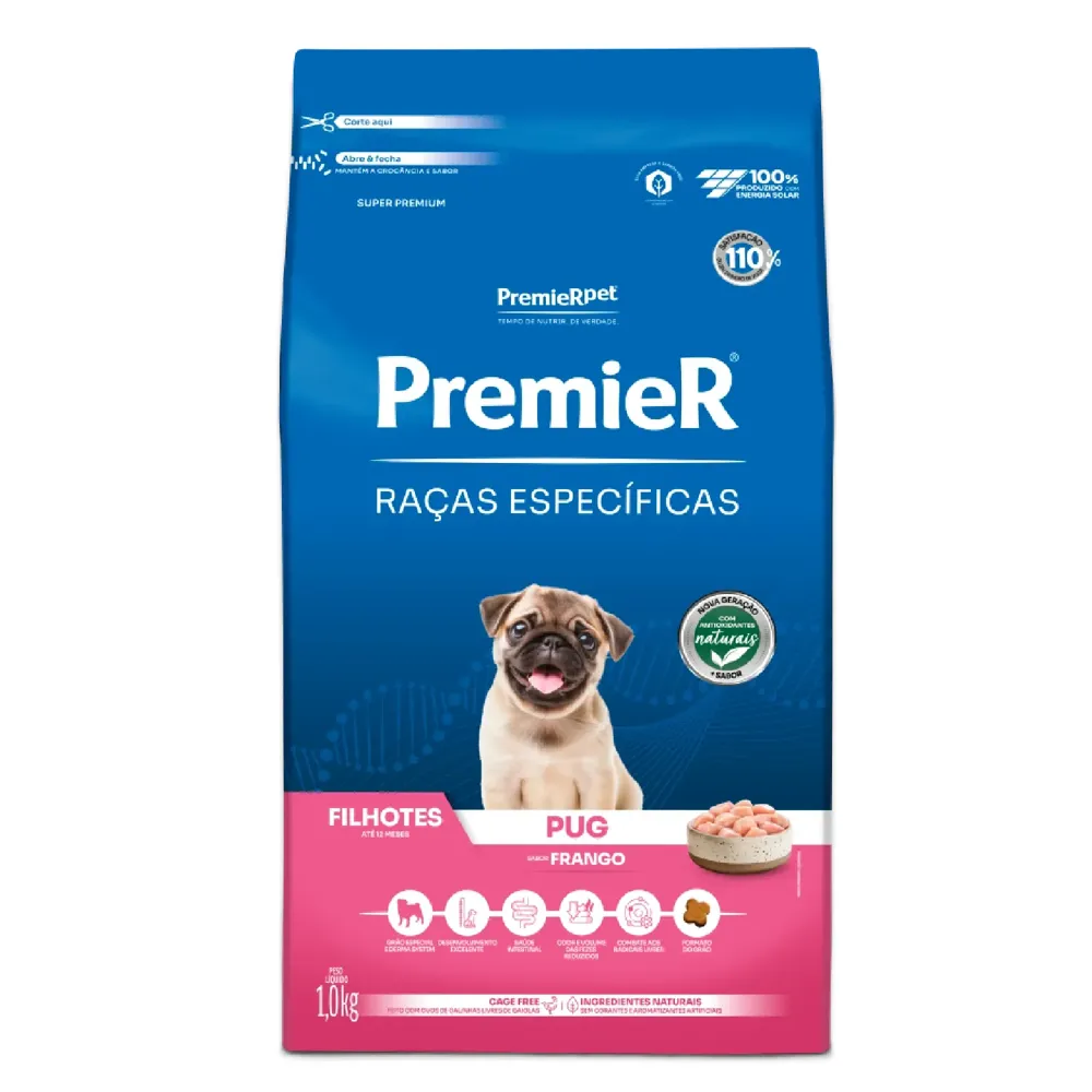 Ração Premier Raças Específicas Pug Filhotes Frango