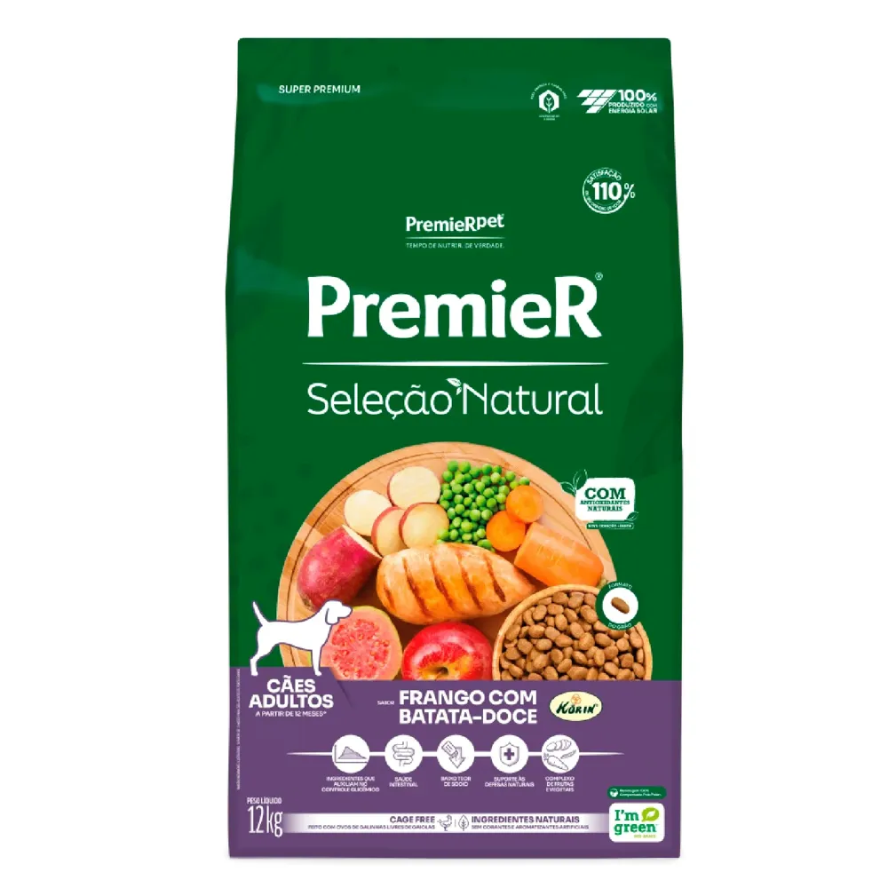 Ração Premier Seleção Natural Cães Adultos Frango com Batata Doce