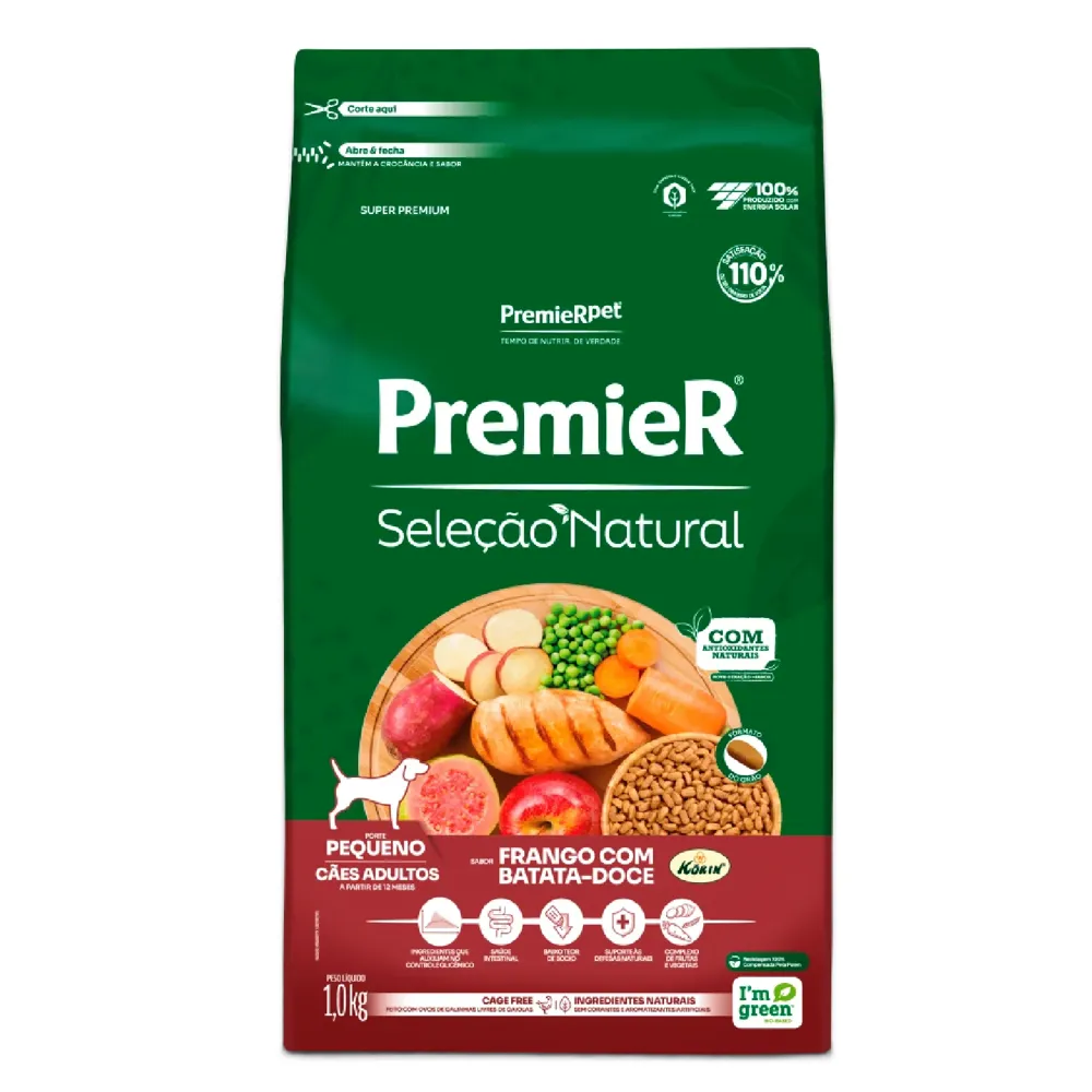 Ração Premier Seleção Natural Cães Adultos Raças Pequenas Frango com Batata Doce