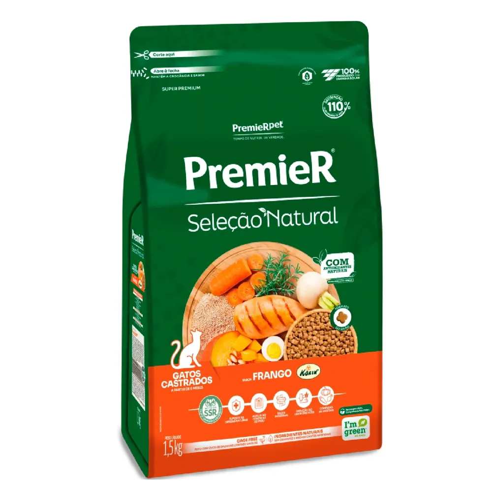 Ração Premier Seleção Natural Gatos Castrados Frango Korin — foto 2