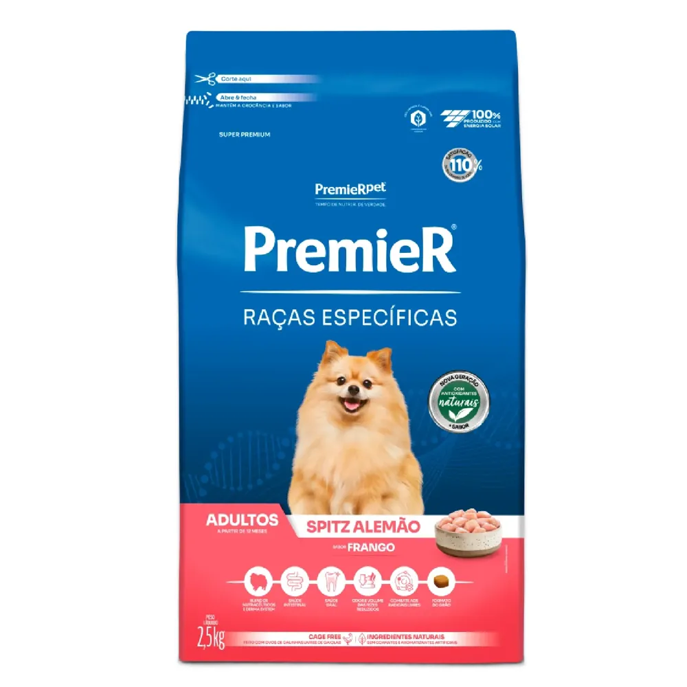 Ração Premier Raças Específicas Spitz Alemão Adulto Frango