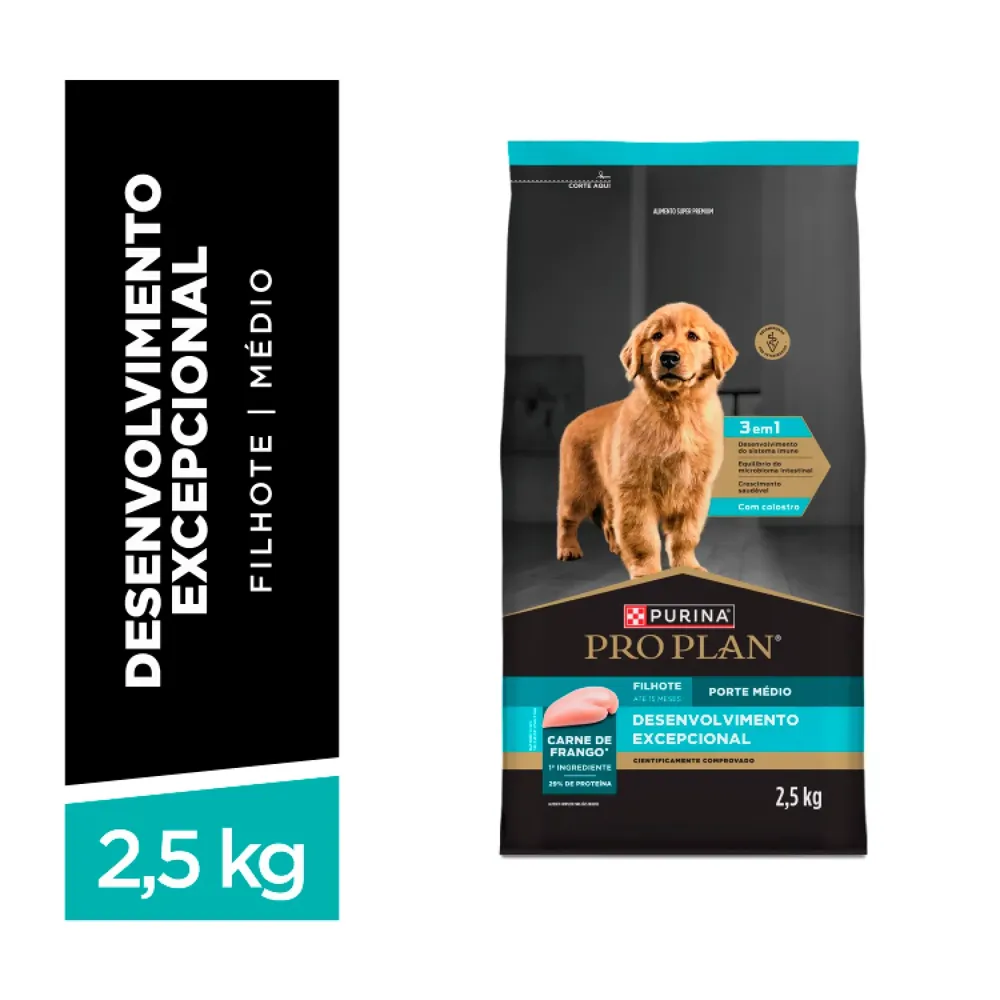 Ração Pro Plan Desenvolvimento Excepcional Cães Filhotes Médios Frango — foto 4