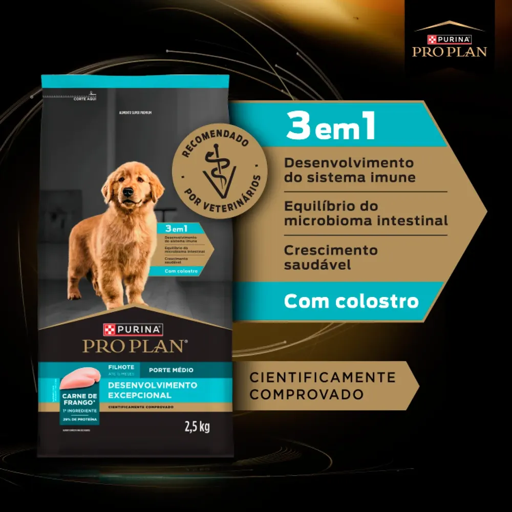 Ração Pro Plan Desenvolvimento Excepcional Cães Filhotes Médios Frango — foto 5