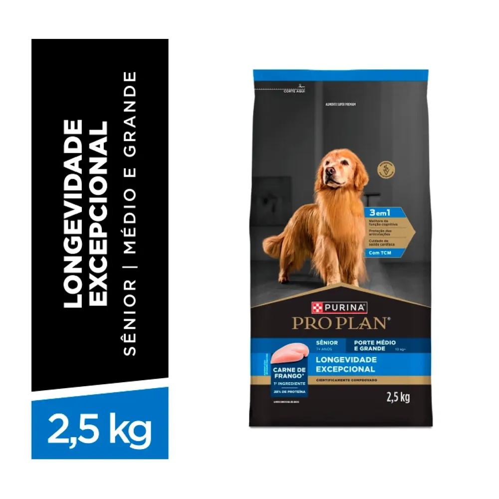 Ração Pro Plan Longevidade Excepcional Cães Sênior 7+ Médio e Grande Frango — foto 3