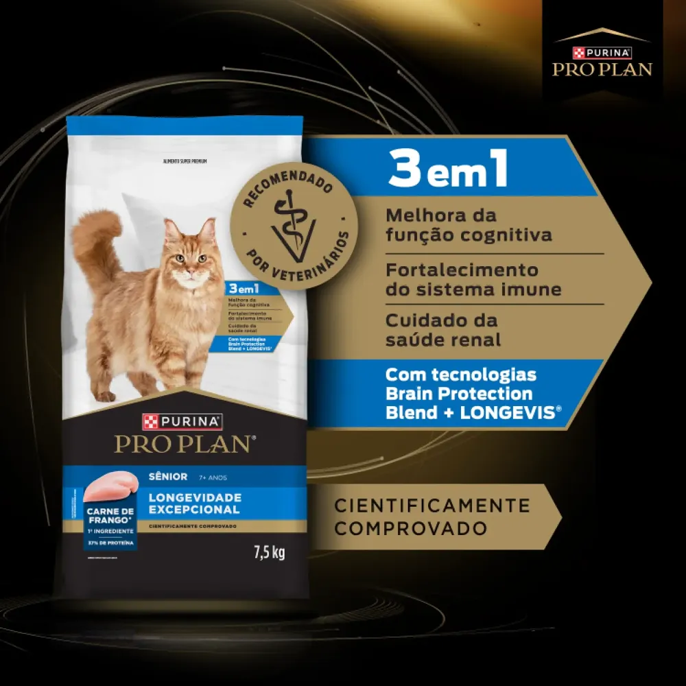 Ração Pro Plan Longevidade Excepcional Gatos Sênior 7+ Frango — foto 5