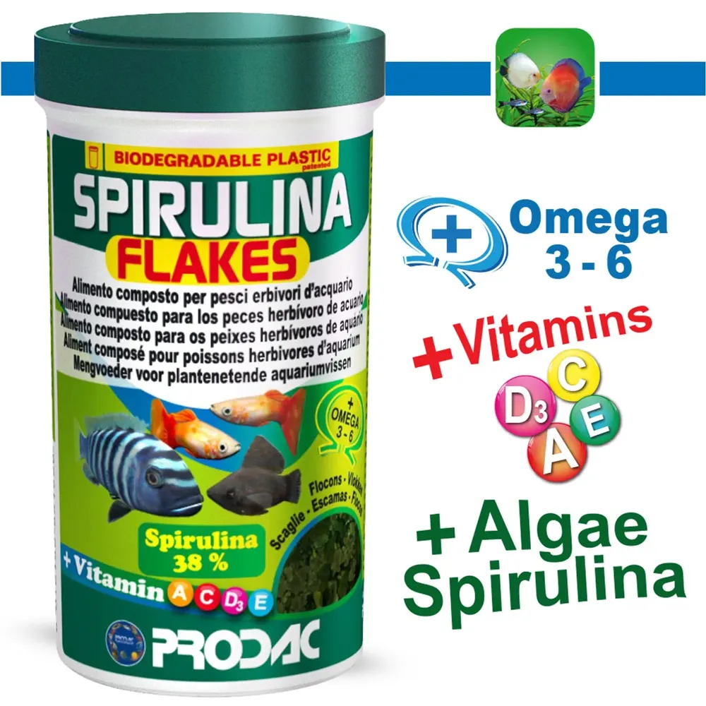 Ração Prodac Tropical Spirulina Flakes — foto 2
