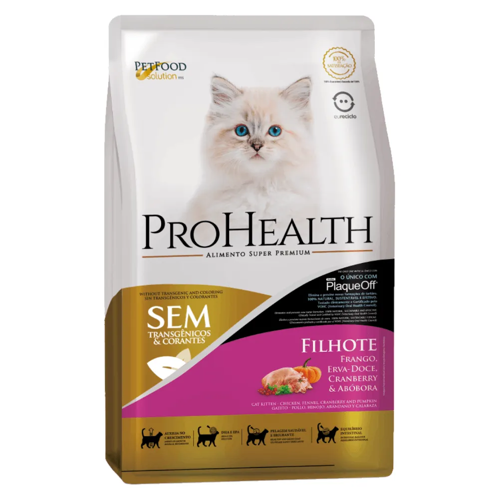 Ração ProHealth Gatos Filhotes Frango, Erva-Doce, Cranberry e Abóbora