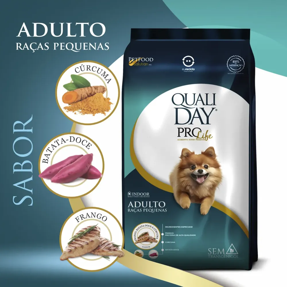 Ração Qualiday Pro Life Cães Adultos Raças Pequenas Frango, Batata Doce e Cúrcuma — foto 2