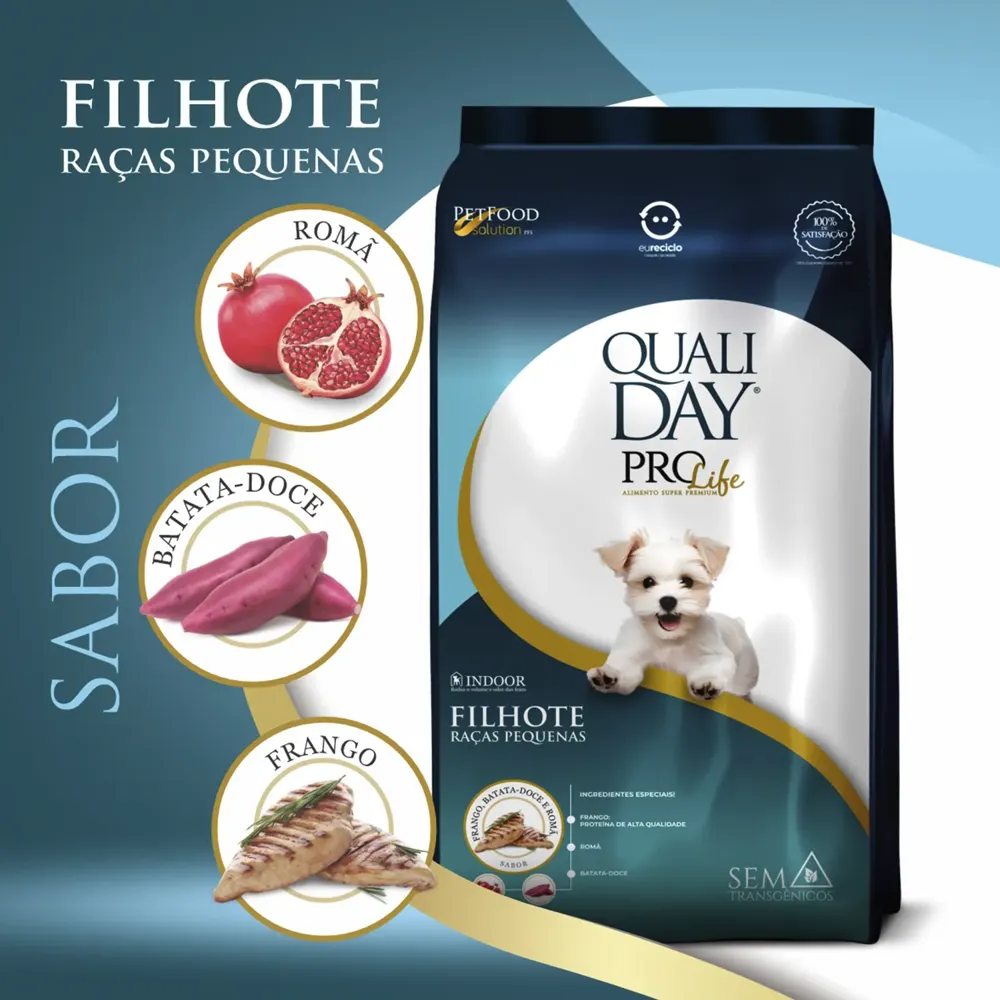 Ração Qualiday Pro Life Cães Filhotes Raças Pequenas Frango, Batata Doce e Romã — foto 2