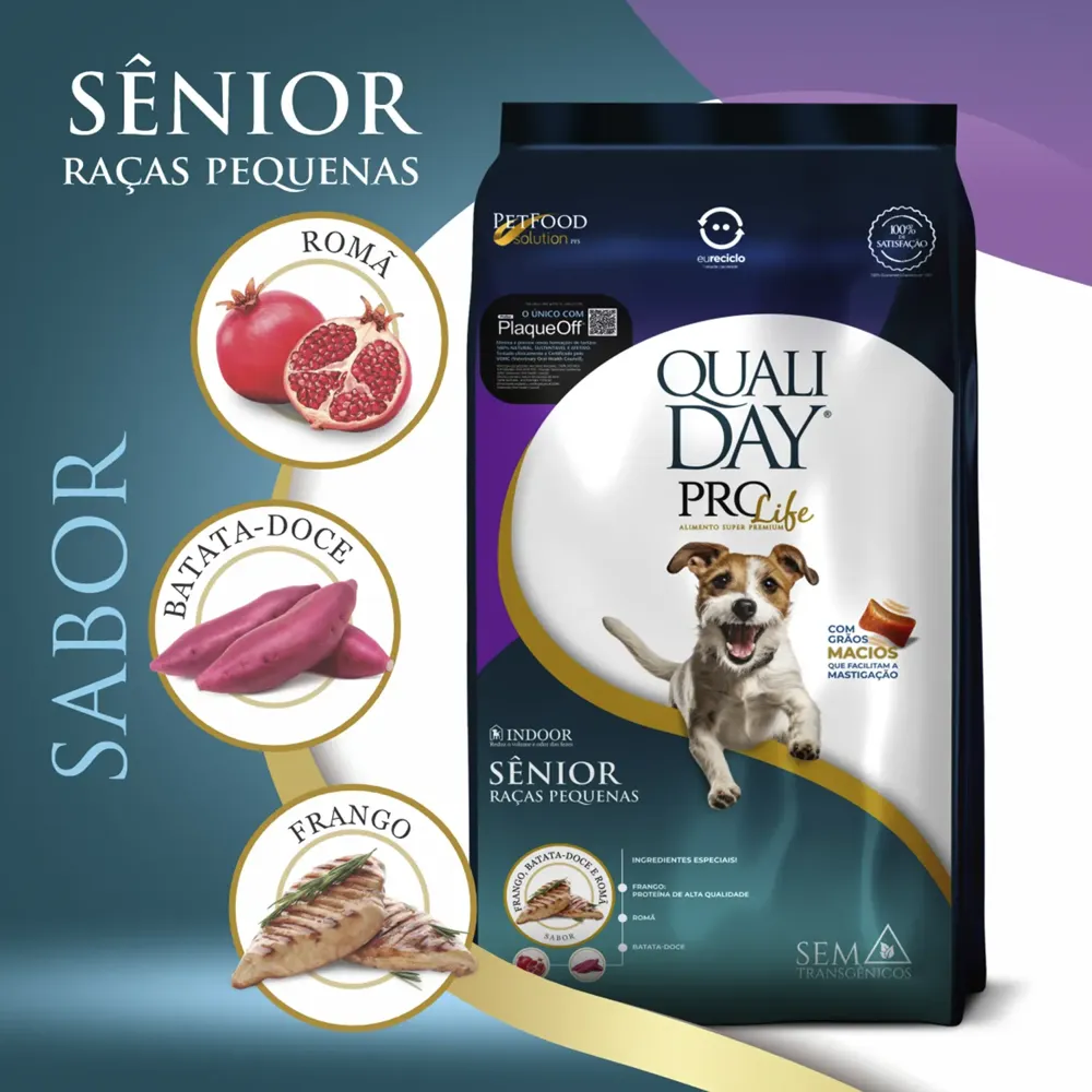 Ração Qualiday Pro Life Cães Sênior Raças Pequenas Frango, Batata Doce e Romã — foto 2