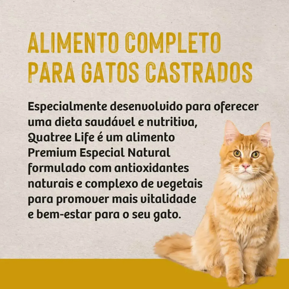 Ração Quatree Life Gatos Castrados Frango e Arroz — foto 5