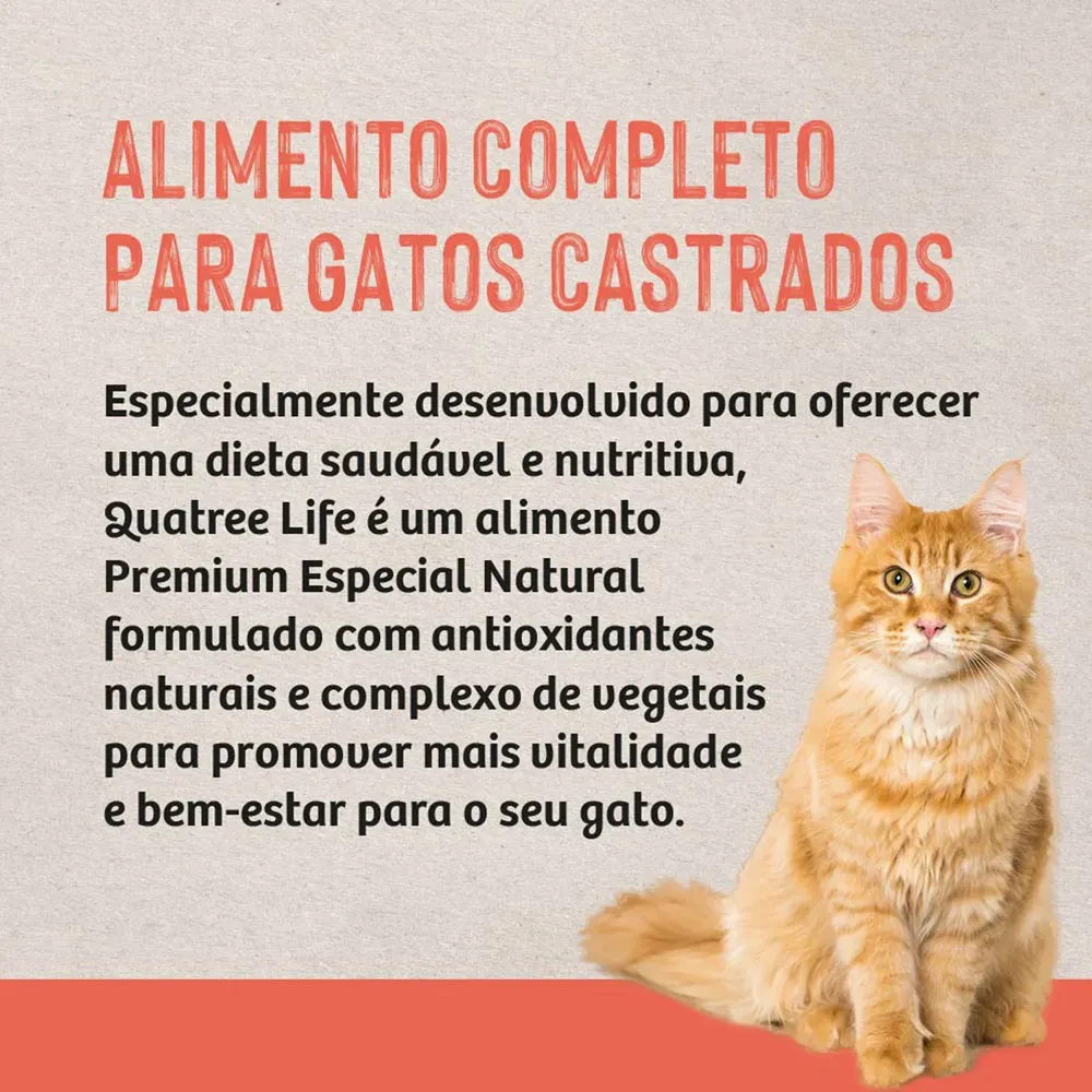 Ração Quatree Life Gatos Castrados Salmão e Arroz — foto 5