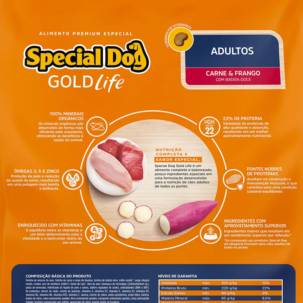 Ração Special Dog Gold Life Cães Adultos Carne Frango e Batata-Doce — foto 5