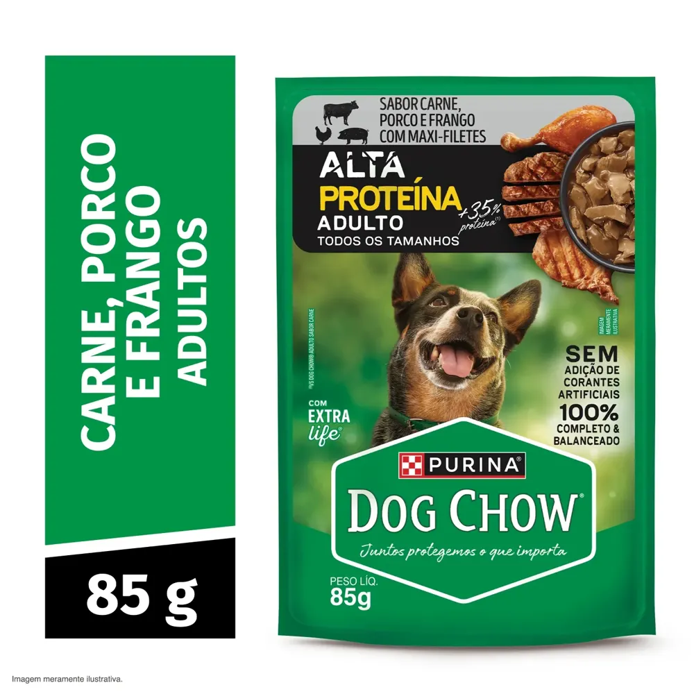 Ração Úmida Dog Chow Cães Adultos Alta Proteína Carne Porco e Frango — foto 3